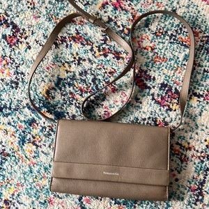Tiffany tan leather crossbody clutch bag